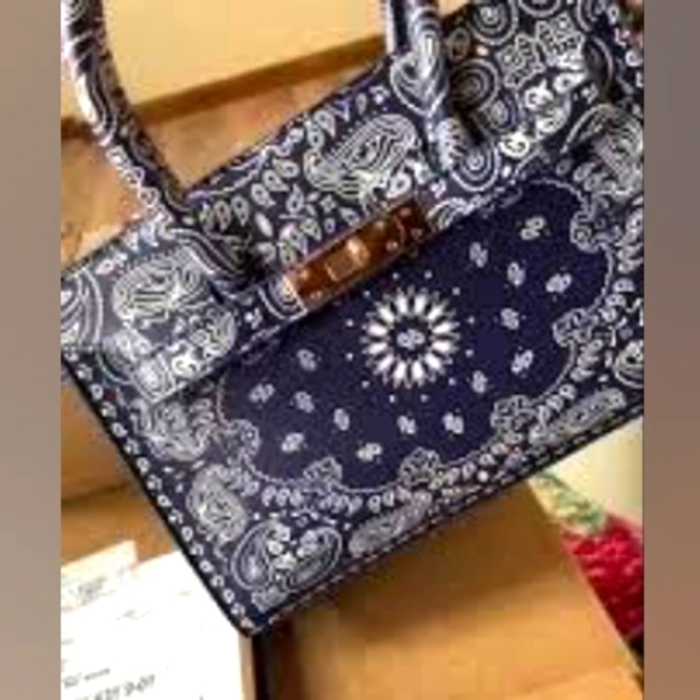 Blue Bandana Print Purse
